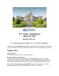 B.C. Today – Daily Report March 26, 2019 “It's About