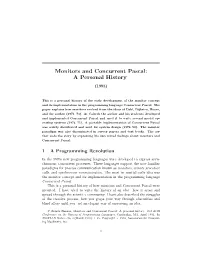 Monitors and Concurrent Pascal: a Personal History