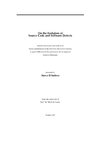 On the Evolution of Source Code and Software Defects