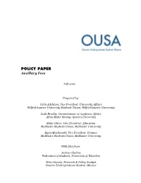 POLICY PAPER Ancillary Fees