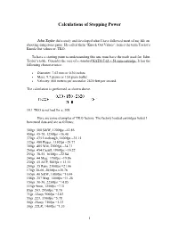 Calculations of Stopping Power