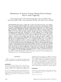 Maintenance of Airway Pressure During Filter Exchange Due to Auto-Triggering