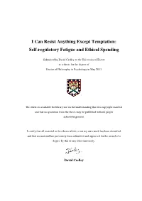 Self-Regulatory Fatigue and Ethical Spending