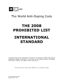 2008 Prohibited List