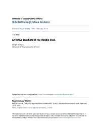 Effective Teachers at the Middle Level