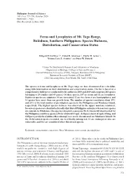 Ferns and Lycophytes of Mt. Tago Range, Bukidnon, Southern Philippines: Species Richness, Distribution, and Conservation Status