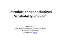 Introduction to the Boolean Satisfiability Problem