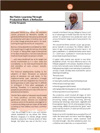 Nai Talim: Learning Through Productive Work: a Reflection Pradip Dasgupta