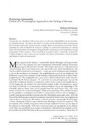 Practicing Community: Outline of a Praxeological Approach to the Feeling of We-Ness