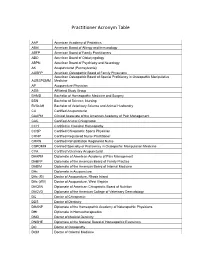 Practitioner Acronym Table