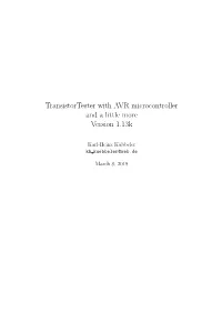 Transistortester with AVR Microcontroller and a Little More Version 1.13K