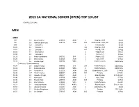 2015 Sa National Senior (Open) Top 10 List