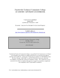 Academic Advisor's Handbook
