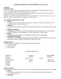Cooking-Principles, Methods & Its Effects