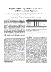Happer: Unpacking Android Apps Via a Hardware-Assisted Approach