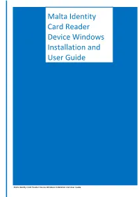 Malta Identity Card Reader Device Windows Installation and User Guide