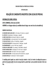 Relacao Candidatos Com Locais Prova Ipatinga Concurso
