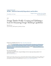 Design Thinker Profile: Creating and Validating a Scale for Measuring