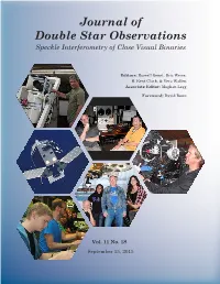 Journal of Double Star Observations Speckle Interferometry of Close Visual Binaries