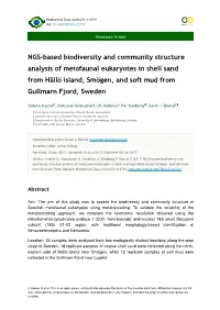 NGS-Based Biodiversity and Community Structure Analysis of Meiofaunal Eukaryotes in Shell Sand from Hållö Island, Smögen, and Soft Mud from Gullmarn Fjord, Sweden