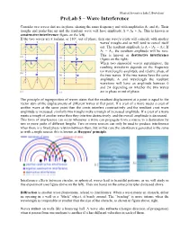 Prelab 5 – Wave Interference