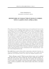 Repertoire of Characters in Roman Comedy: New Classification Approaches