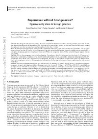 Supernovae Without Host Galaxy?-Hypervelocity Stars In