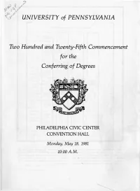1981 Commencement Program, University Archives, University Of