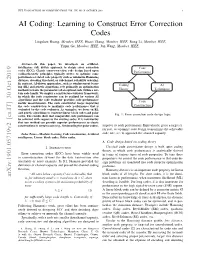 AI Coding: Learning to Construct Error Correction Codes