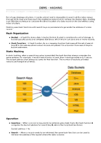 DBMS Hashing