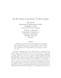On the Linear K-Arboricity of Cubic Graphs