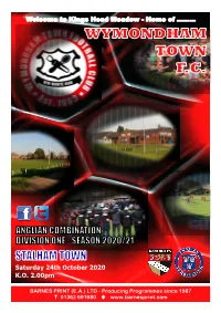 Saturday 24Th October 2020 K.O. 2.00Pm Welcome to Kings Head