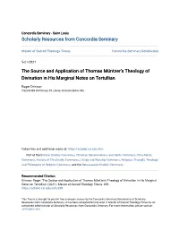 The Source and Application of Thomas Müntzer's Theology of Divination in His Marginal Notes on Tertullian