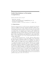 1 Stable Distributions in Streaming Computations
