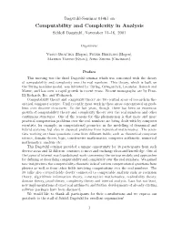 Computability and Complexity in Analysis Schloß Dagstuhl, November 11–16, 2001