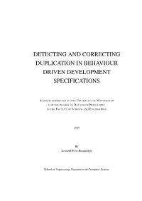 Detecting and Correcting Duplication in Behaviour Driven Development Specifications