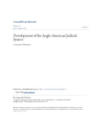 Development of the Anglo-American Judicial System George Jarvis Thompson