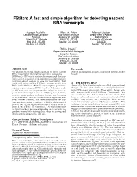 Fstitch: a Fast and Simple Algorithm for Detecting Nascent RNA Transcripts