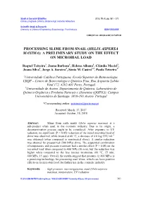 Processing Slime from Snail (Helix Aspersa Maxima): a Preliminary Study on the Effect on Microbial Load