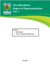 Site Allocations Report of Representations Part 1
