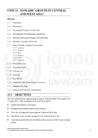 Unit 11 Nomadic Groups in Central and West Asia*