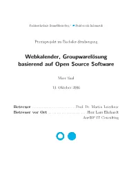 Webkalender, Groupwarelösung Basierend Auf Open Source Software