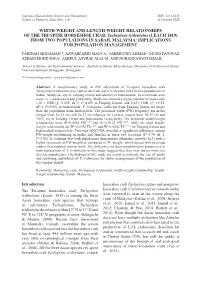 WIDTH-WEIGHT and LENGTH-WEIGHT RELATIONSHIPS of the TRI-SPINE HORSESHOE CRAB, Tachypleus Tridentatus (LEACH 1819) from TWO POPUL