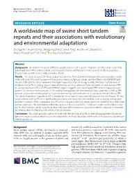 A Worldwide Map of Swine Short Tandem Repeats and Their