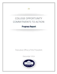 College Opportunity Commitments to Action: Progress Report
