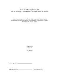 A Phenomenological Investigation of Lighting in Built Environments
