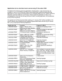 Applications to Be Advertised Week Commencing 21 December 2020