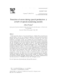 Detection of Errors During Speech Production: a Review of Speech Monitoring Models