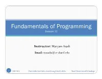 Fundamentals of Programming Session 12