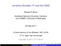 Jonathan Borwein, Pi and the AGM